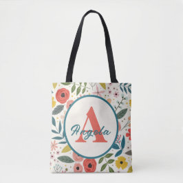 Pretty Blush Pink Floral Botanical Monogram