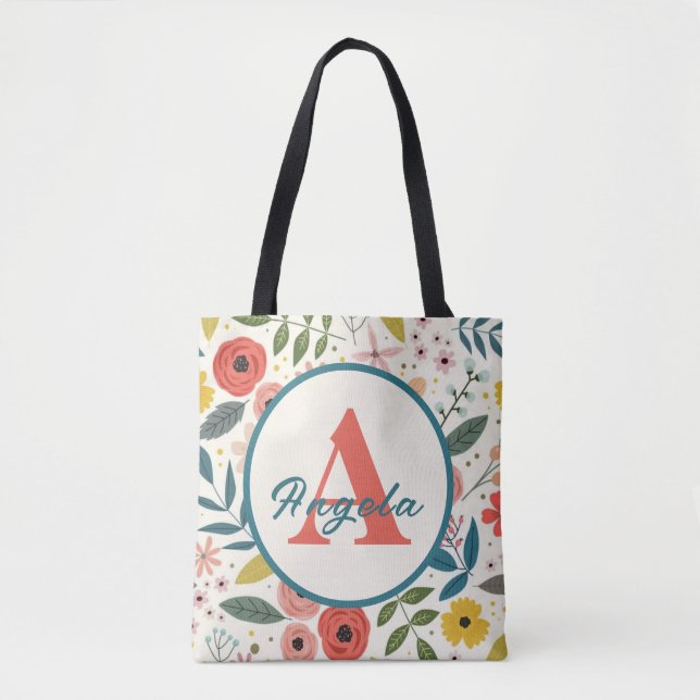 Pretty Blush Pink Floral Botanical Monogram  (Vorderseite)