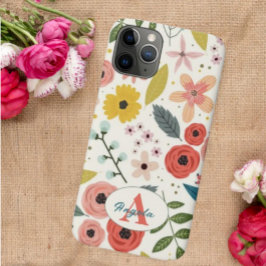 Pretty Blush Pink Floral Botanical Monogram Case-Mate iPhone Hülle