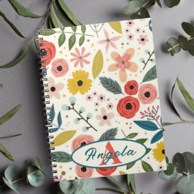 Pretty Blush Pink Floral Botanical Monogram  Notizblock (Von Creator hochgeladen)