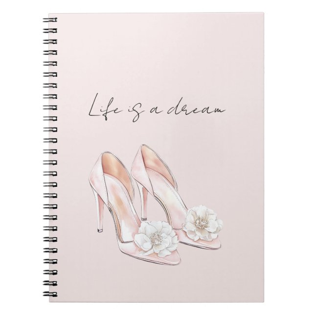 Pretty Blush Pink Heels White with White Flowers   Notizblock (Vorderseite)