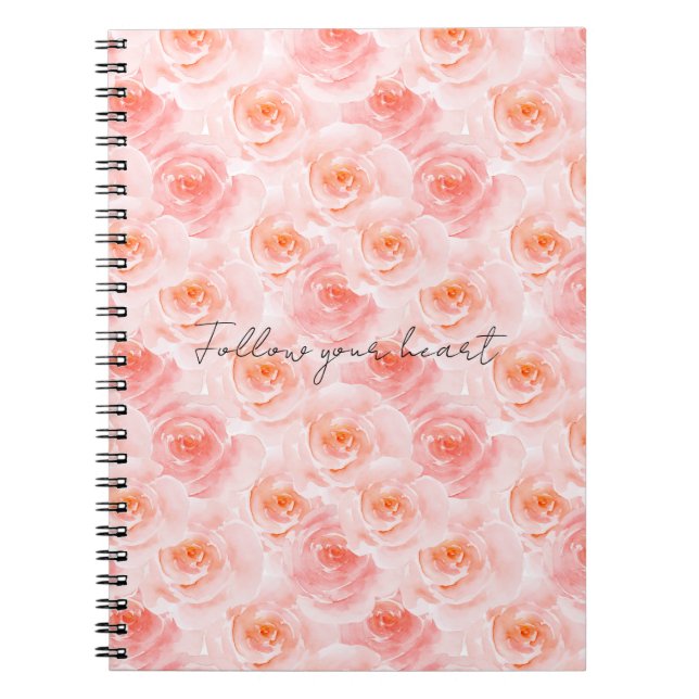 Pretty Blush Pink Watercolor Roses Floral Notizblock (Vorderseite)