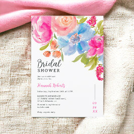 Pretty bohemian floral watercolor bridal shower einladung