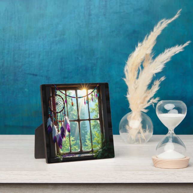 Pretty Boho Purple Dreamcatcher in Window   Fotoplatte (InSitu)