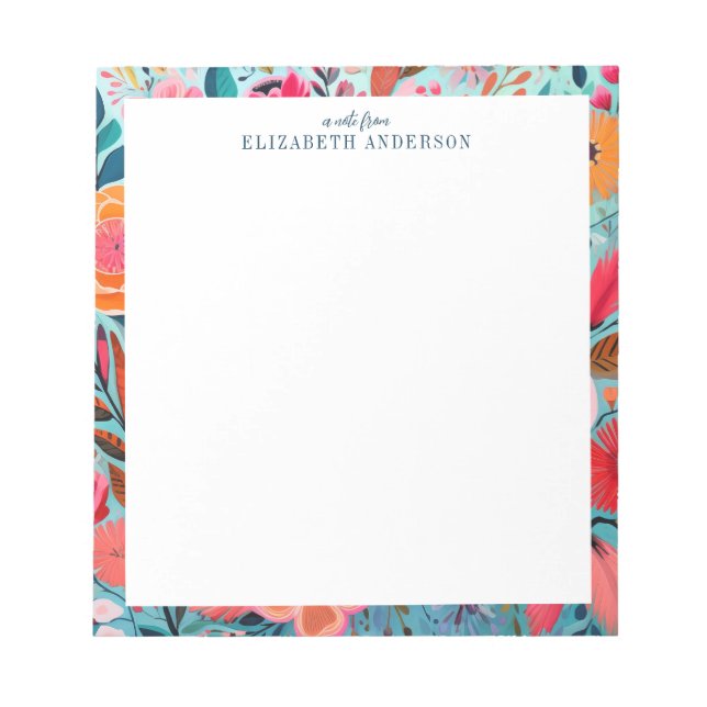 Pretty Botanical Girly Floral Frame  Notizblock (Vorderseite)