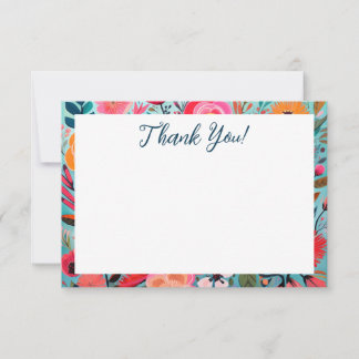 Pretty Botanical Girly Floral Thank You Dankeskarte