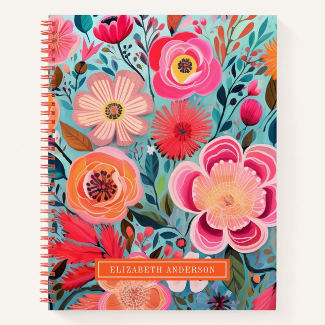 Pretty Botanical Stylish Floral Dot Journal Notizbuch (Vorderseite)