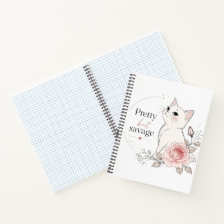 Pretty But Savage White Cat Rose Notebook Notizbuch