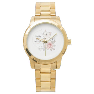 Pretty But Savage White Cat Rose Watch Armbanduhr