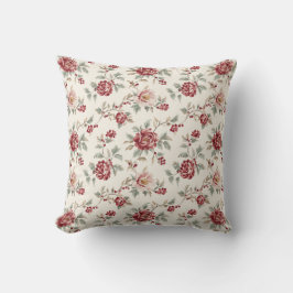 Pretty Chic Red Cream Floral Kissen