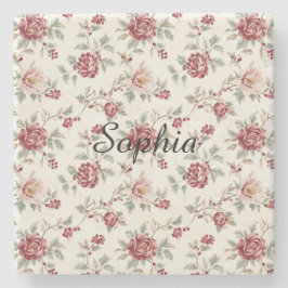 Pretty Chic Red Cream Floral Steinuntersetzer