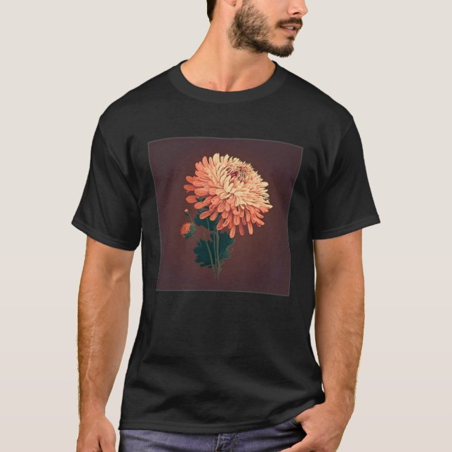Pretty Chrysanthemum Flower Illustration Unique Wo T-Shirt (Vorderseite)