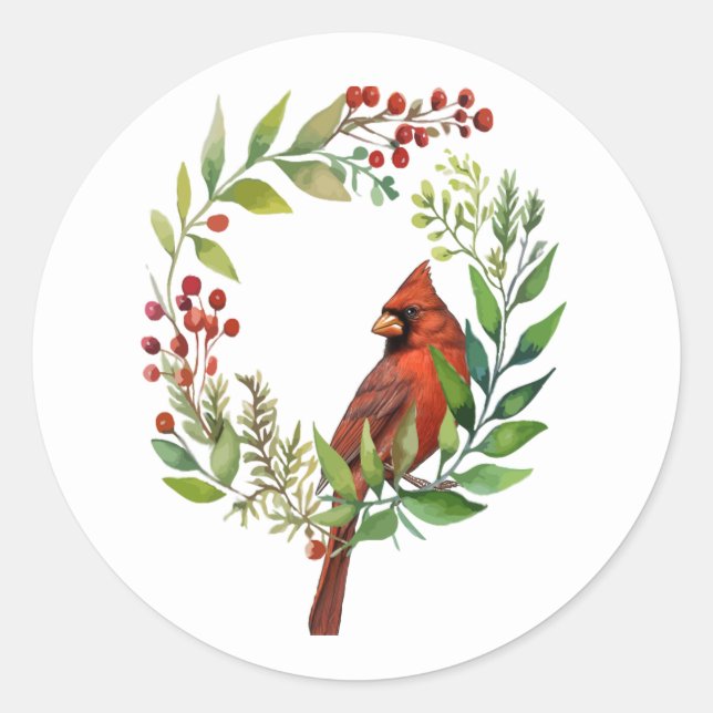 Pretty Classic Cardinal Red Bird Runder Aufkleber (Vorderseite)
