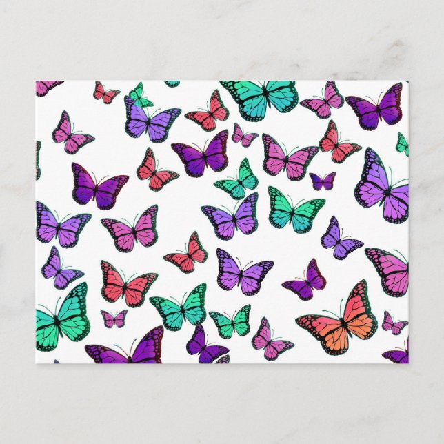 Pretty Colorful Butterflies Pattern Postkarte (Vorderseite)
