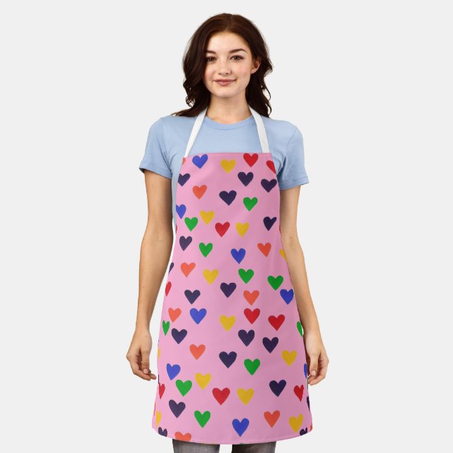 Pretty Colorful Hearts in Rainbow Colors Aprons Schürze (Getragen)