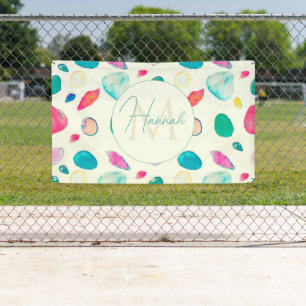 Pretty Colorful Seashells Beige Pattern Banner