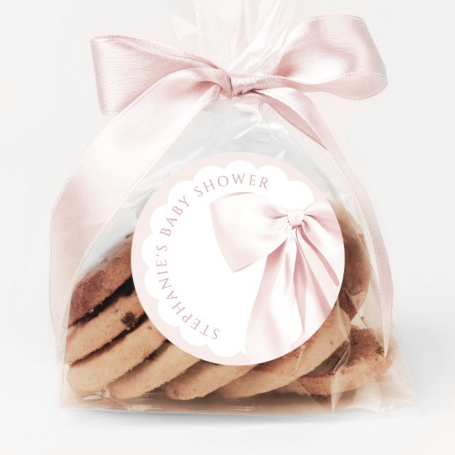 Pretty Cute Pink Bow Baby Shower Stickers (Von Creator hochgeladen)