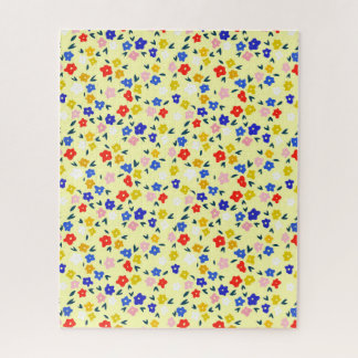 Pretty Dainty Cute Floral on Pastel Yellow Puzzle