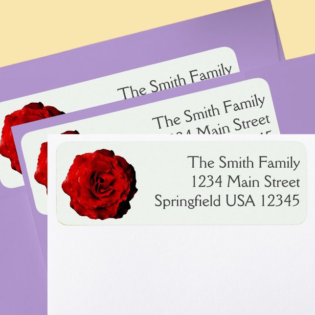 Pretty Dark Red Rose Floral Return Address (Von Creator hochgeladen)