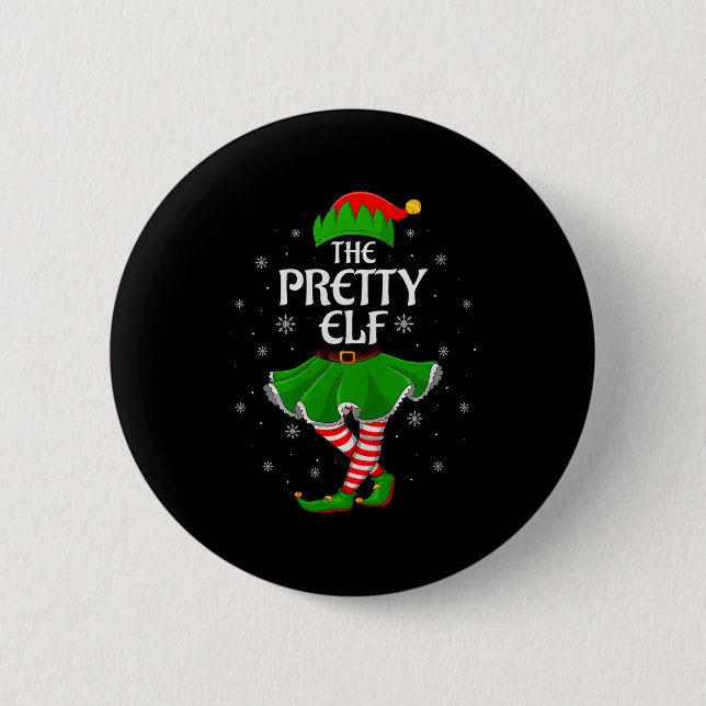 Pretty Elf Christmas Family Girls Women Elf Squad  Button (Vorderseite)
