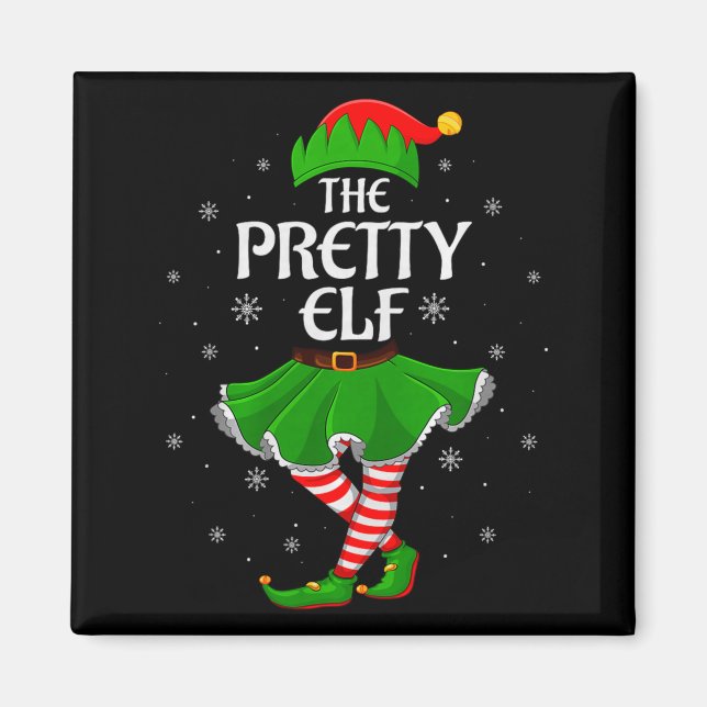 Pretty Elf Christmas Family Girls Women Elf Squad  Magnet (Vorne)