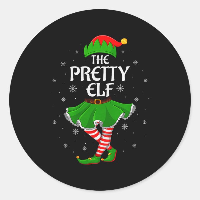 Pretty Elf Christmas Family Girls Women Elf Squad  Runder Aufkleber (Vorderseite)
