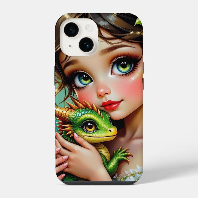 Pretty  Fairy and Dragon Themed Girl's   iPhone Hülle (Rückseite)