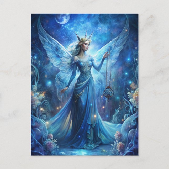 Pretty Fairy in Blue  Postkarte (Vorderseite)