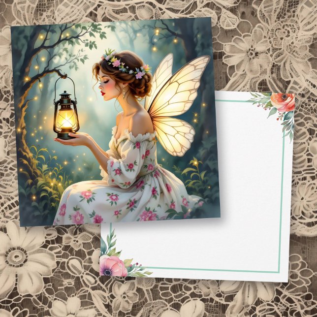 Pretty Fairy Themed Floral Blank Karte (Von Creator hochgeladen)
