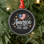 Pretty Flag Heart 1776-2026 July 4th 250th Ornament Aus Metall<br><div class="desc">Pretty Flag Heart 1776-2026 July 4th 250th</div>