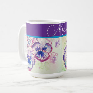 Pretty Floral Pastel Pansy Purple Watercolor  Kaffeetasse