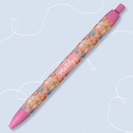 Pretty Floral Pattern Pen with Name Kugelschreiber