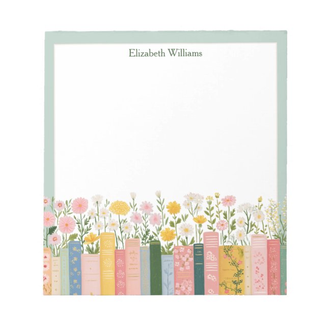Pretty Flowers and Books  Notizblock (Vorderseite)