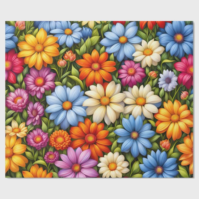 Pretty Flowers, Brightly Colored Geschenkpapier (Flach)