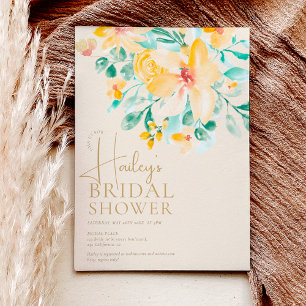 Pretty garden yellow green floral bridal shower einladung