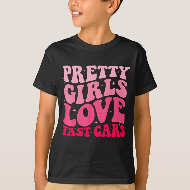 Pretty Girls Love Fast Funny Saying Jokes Retro Gr T-Shirt (Vorderseite)