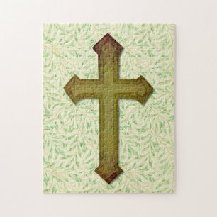 Pretty Green Faith Cross Puzzle