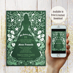 Pretty Green grüne Mis Quince Años Quinceañera Einladung