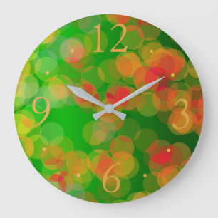Pretty Green Red Gold Spots> Patterned Clocks Große Wanduhr