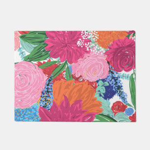 Pretty Hand Painted Colorful Flowers Fußmatte