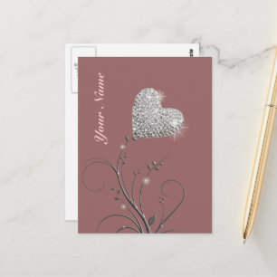 Pretty Heart Jewel Flower Postkarte