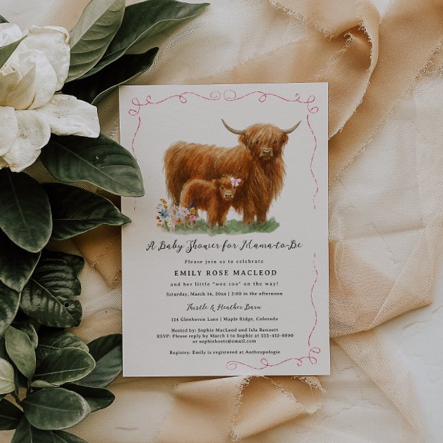 Pretty Highland Cow Baby Shower Einladung (Von Creator hochgeladen)