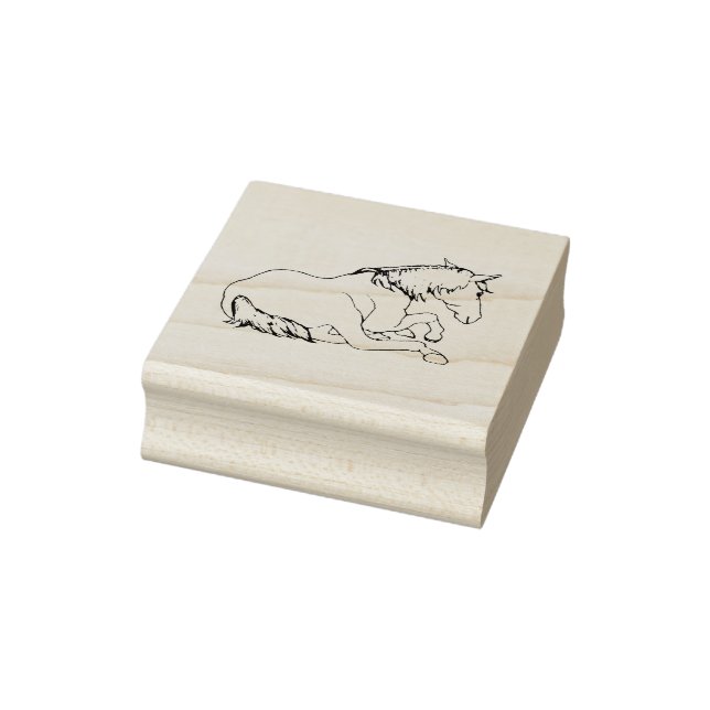 Pretty HORSE Lying Down, Line Drawing Gummistempel (Stempel)
