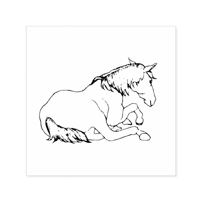 Pretty HORSE Lying Down, Line Drawing Permastempel (Design)