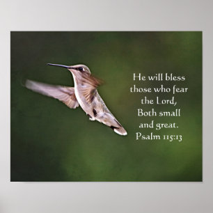 Pretty Hummingbird Bible Verse Art Print Poster