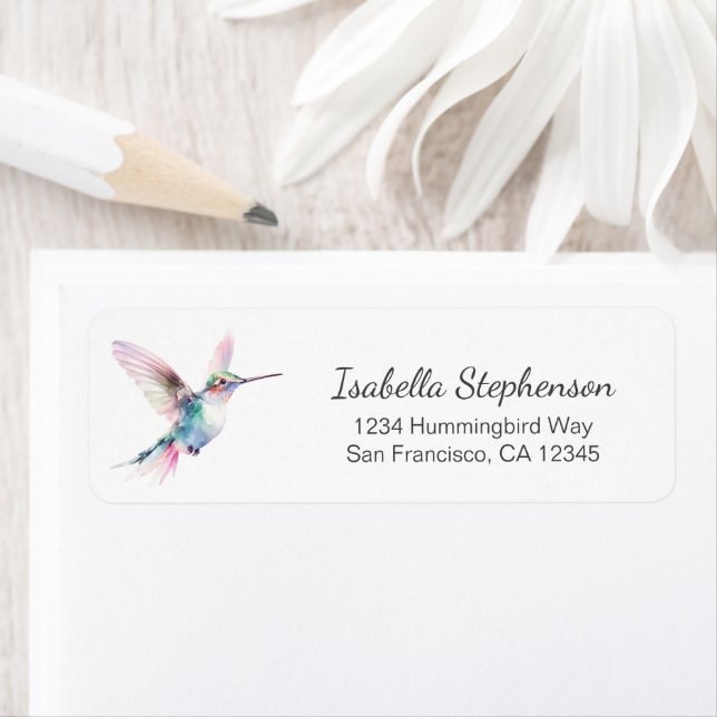 Pretty Hummingbird Minimalist Return Address (Insitu)