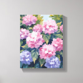 Pretty Hydrangea Blooms | Floral Watercolor Leinwanddruck