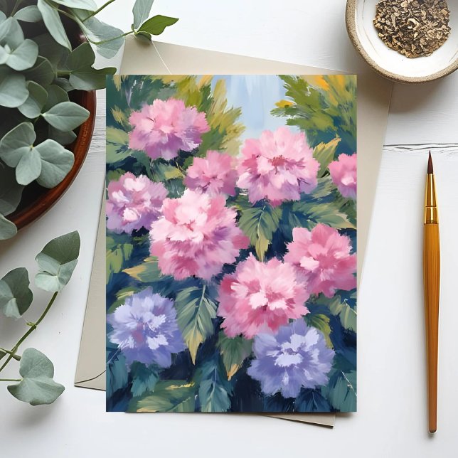 Pretty Hydrangea Blooms | Floral Watercolor Postkarte (Von Creator hochgeladen)