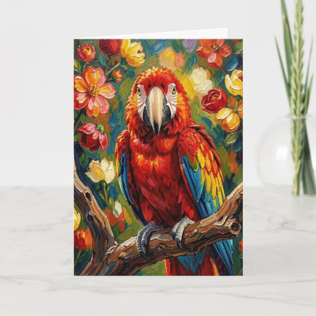 Pretty Impasto Macaw Parrot | Blank Karte (Vorderseite)