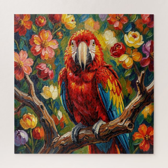 Pretty Impasto Macaw Parrot | Blank Puzzle (Vertikal)